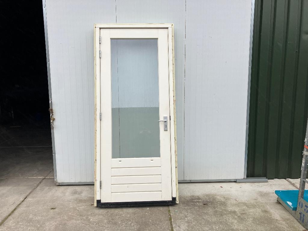 buitendeur met kozijn, Doe-het-zelf en Verbouw, Gebruikt, 215 cm of meer, Buitendeur, Glas
