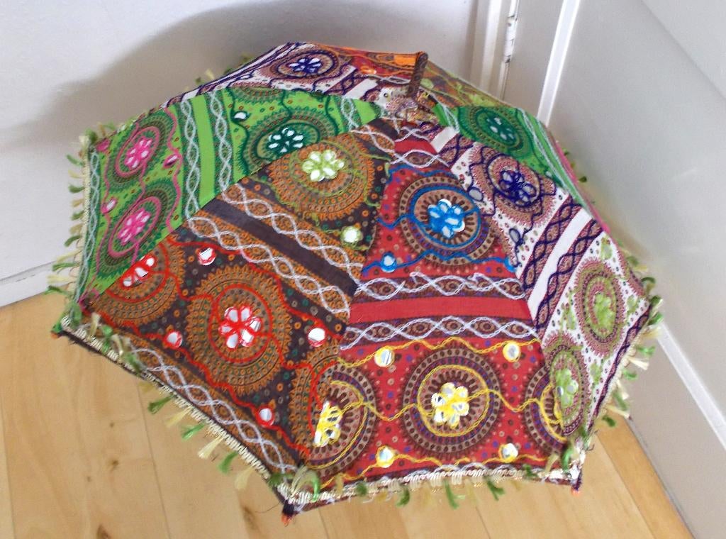 Festival/Ibiza/India strand mini zon parasol/paraplu, Overige kleuren, Verzenden, Maat 42/44 (L), Zo goed als nieuw