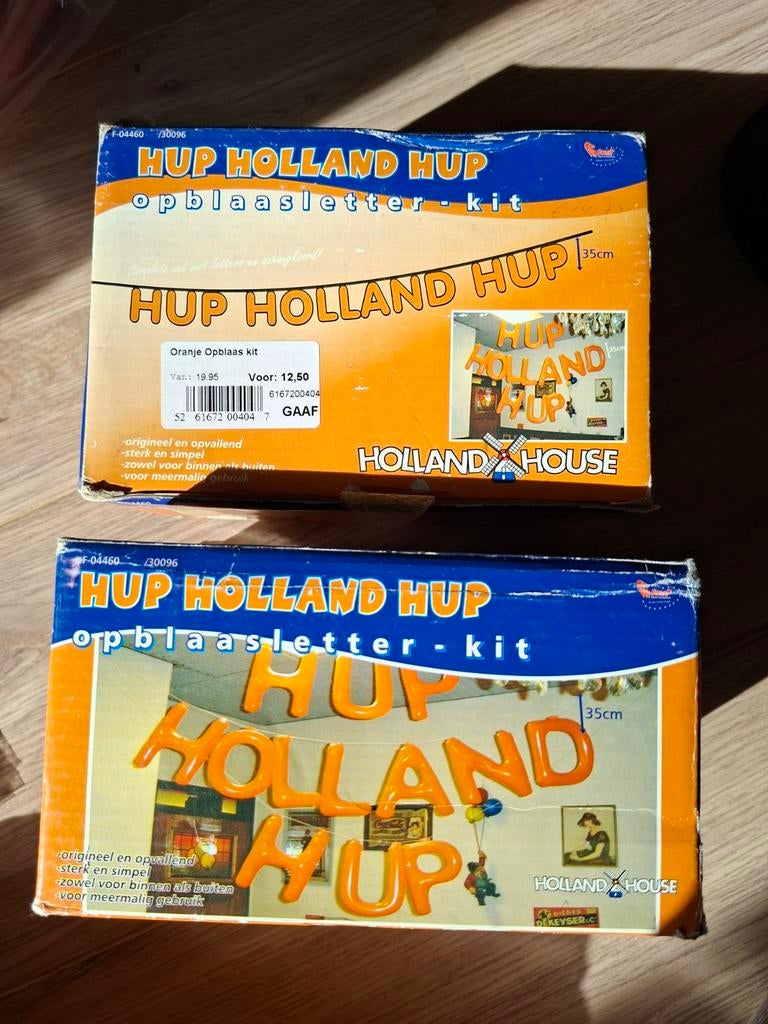 Hup Holland Hup opblaas letters, 2 stuks nieuw, Ophalen of Verzenden, Nieuw, Versiering, Oranje of Koningsdag