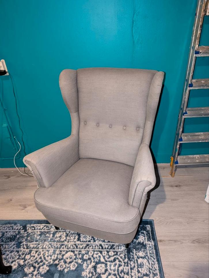 IKEA Strandmon oorfauteuil - Grijs, Huis en Inrichting, Stoelen, Gebruikt, Eén, Stof, Grijs, Ophalen