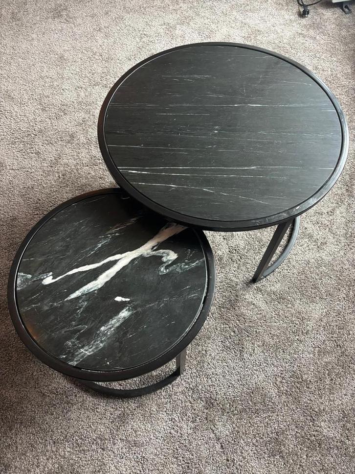 Marmeren salontafels Goossens, Huis en Inrichting, Tafels | Bijzettafels, Zo goed als nieuw, Rond, 45 tot 60 cm, Minder dan 55 cm
