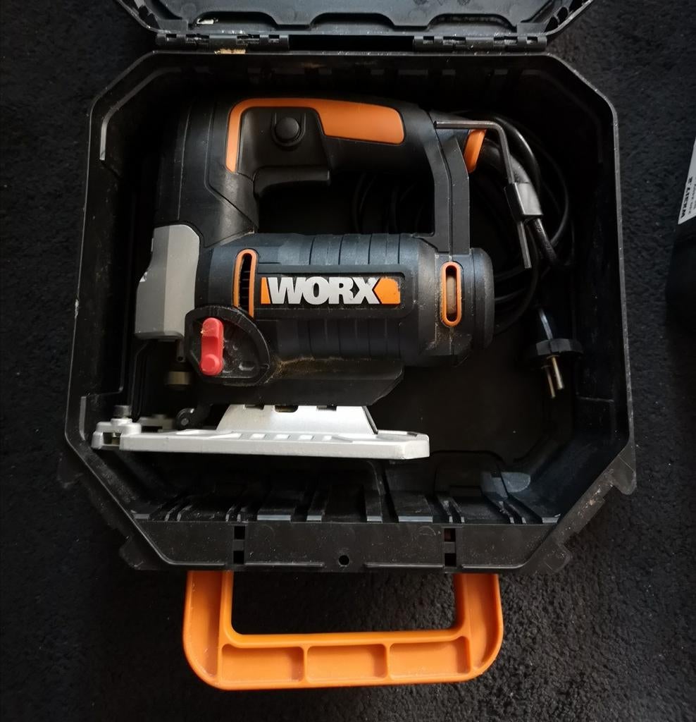 WORX WX478.1 Decoupeerzaag 650W met koffer, Gebruikt, WORX, 600 tot 1200 watt, Ophalen of Verzenden