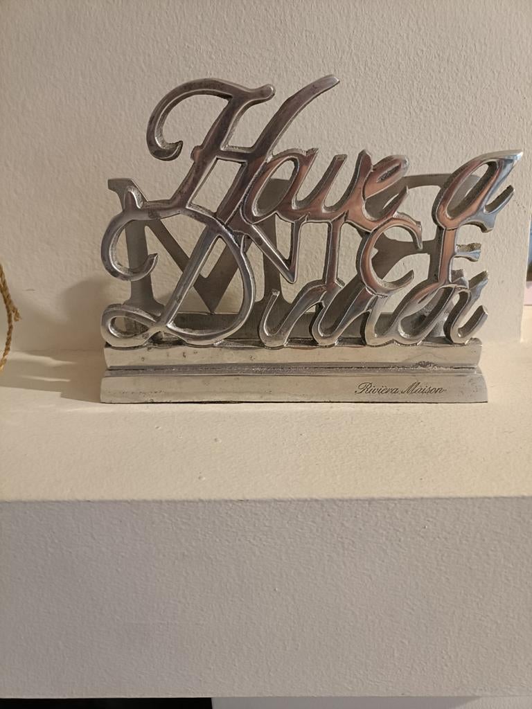 Riviera Maison 'Have a Nice Dinner' servethouder. OPHALEN, Ophalen