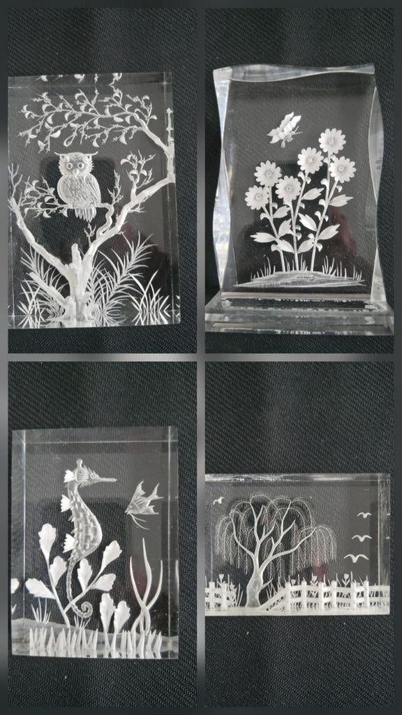 4 lucite 3D kunstwerkjes., Verzamelen, Beelden en Beeldjes, Ophalen of Verzenden, Dier