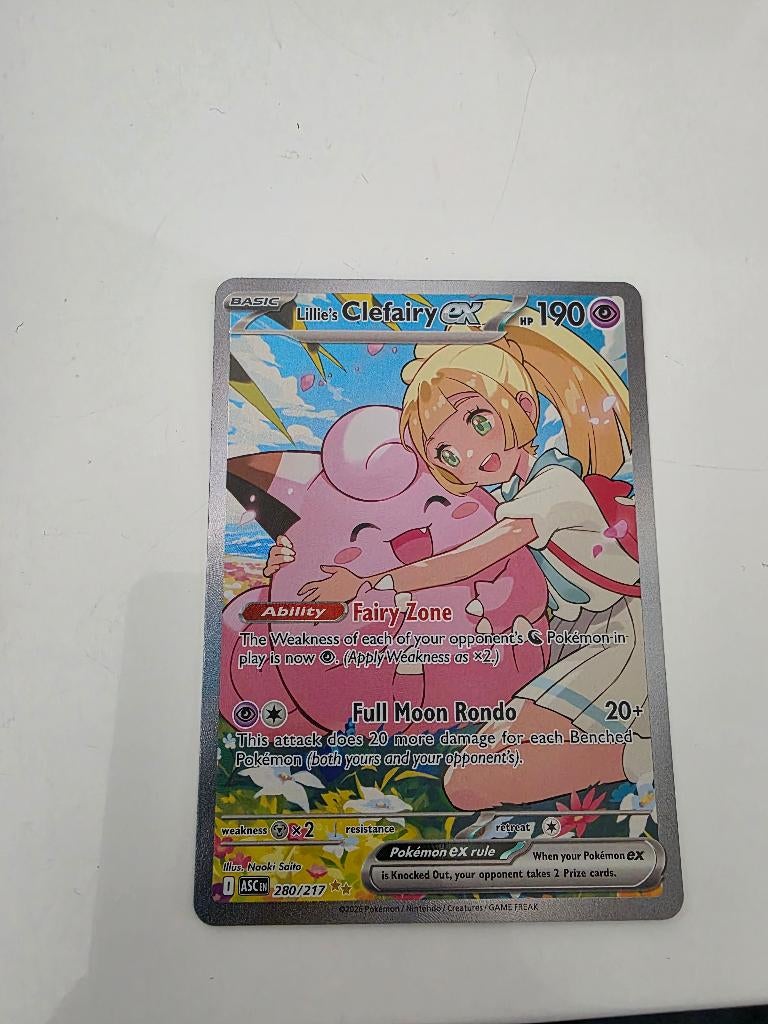 Pokemon lillies clefairy ex 280/217, Ophalen of Verzenden, Zo goed als nieuw, Losse kaart