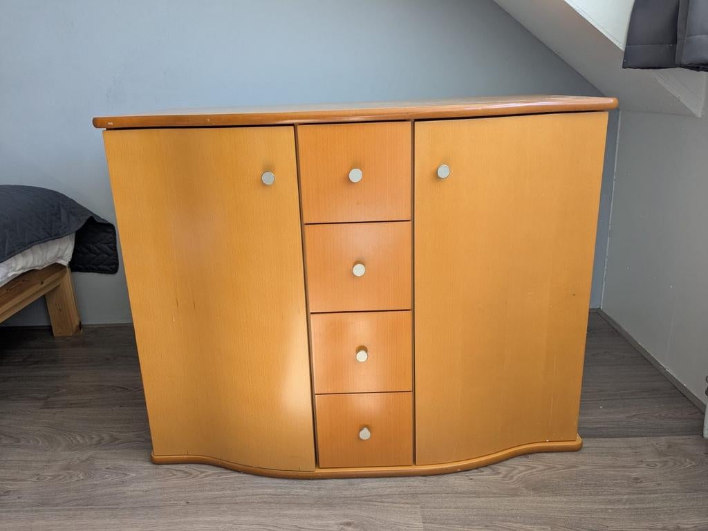 Houten ladekast met deuren, Ophalen, Gebruikt, 100 tot 150 cm, Modern