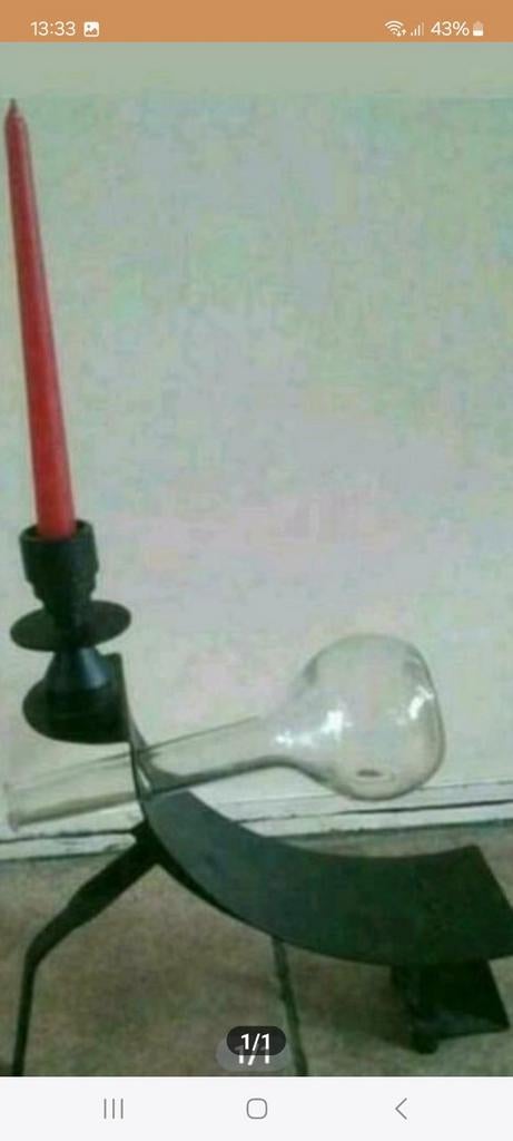 Gietijzeren kandelaar zwart, Ophalen of Verzenden, Zwart, Metaal, Minder dan 25 cm