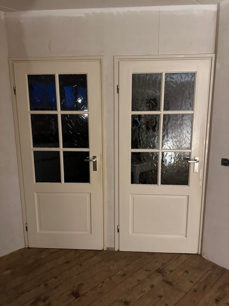 Te koop 2 x binnendeur, Gebruikt, Binnendeur, 200 tot 215 cm, Glas