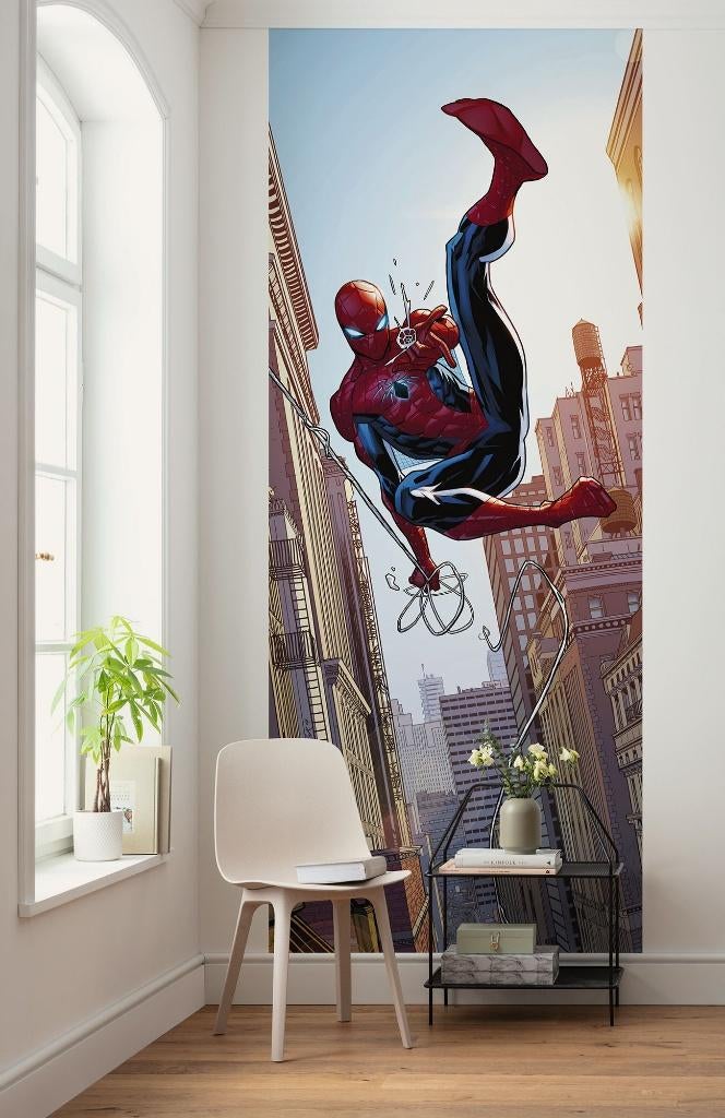 Spiderman Vlies Behang Swinging - 100x250 -Gratis Verzending, Ophalen of Verzenden, Minder dan 10 m², Nvt, Nvt
