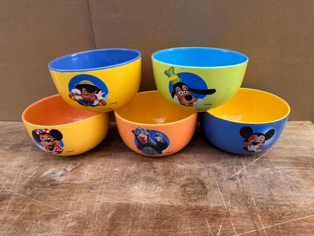 Disney kommen 5 stuks, Verzamelen, Disney, Ophalen of Verzenden, Gebruikt, Servies