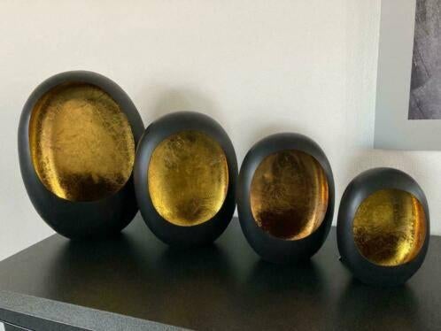 Nieuwe MARRAKECH Egg T-light goud of zwart/goud, 25 tot 50 cm, Zwart, Nieuw, Ophalen of Verzenden