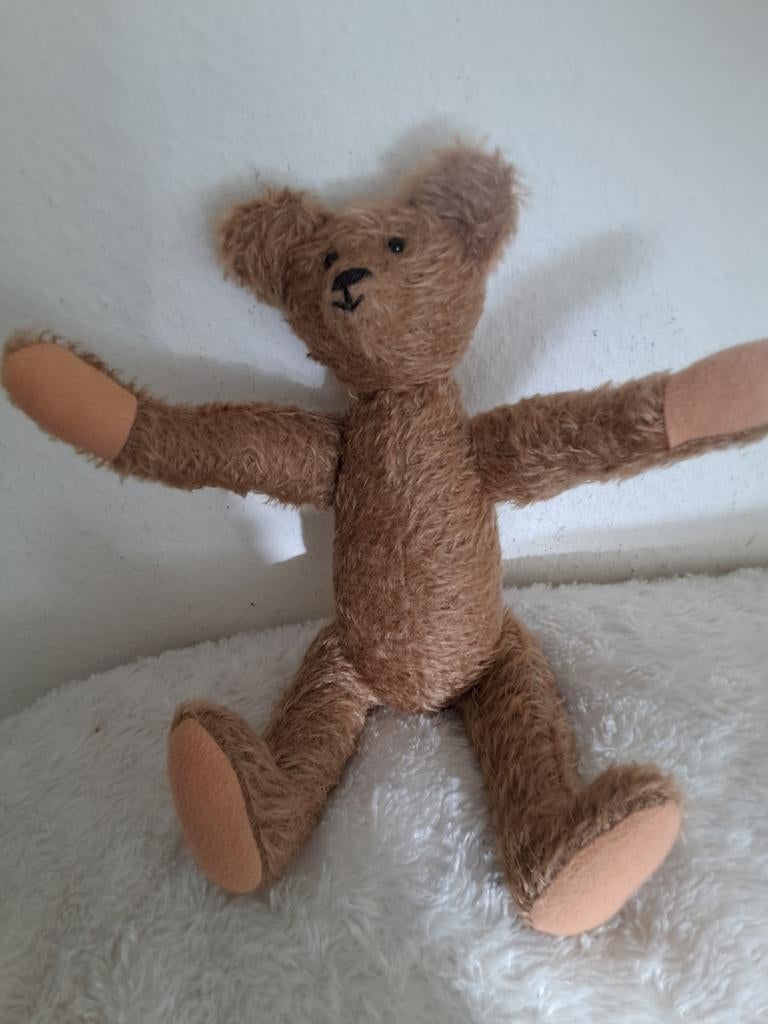Antieke stro teddybeer - Uniek verzamelobject, Ophalen of Verzenden