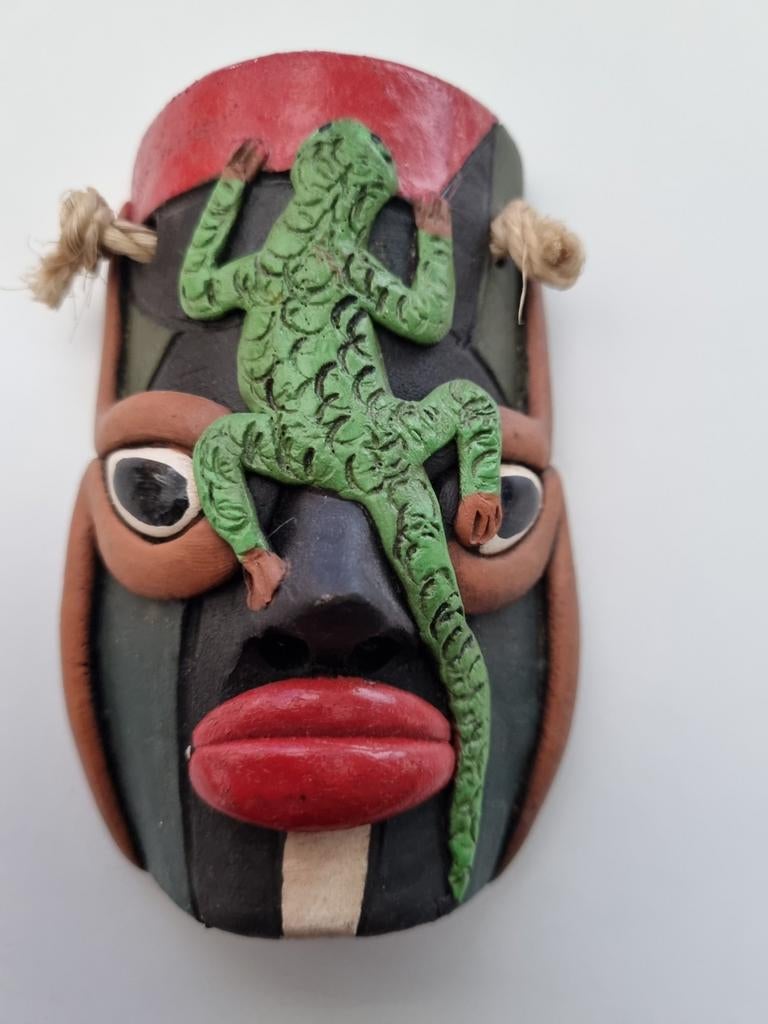 Klei masker met salamander, 12cm hoog, Ophalen of Verzenden