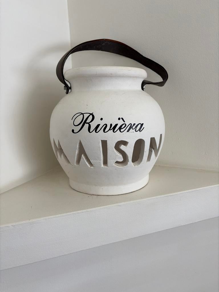Riviera Maison Lantaarn, Huis en Inrichting, Woonaccessoires | Overige, Zo goed als nieuw, Steen/keramiek, Wit, Landelijk, Ophalen