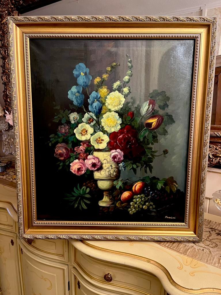 Prachtige groot olieverf bloemen schilderij, Ophalen of Verzenden
