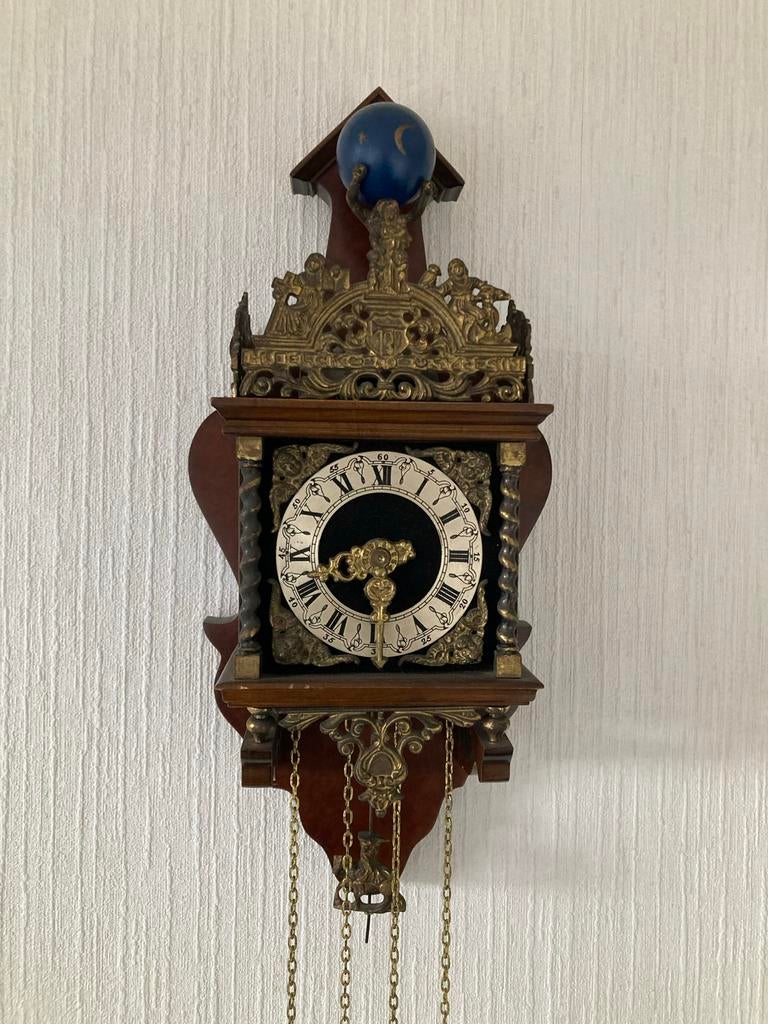 Vintage Staartklok Jaren '70 - Werkend Slag- en Uurwerk, Ophalen of Verzenden