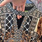 K-Design jurk zwart goud blauw barokprint chic – M art 49446, Maat 38/40 (M), K-design, Bruin, .