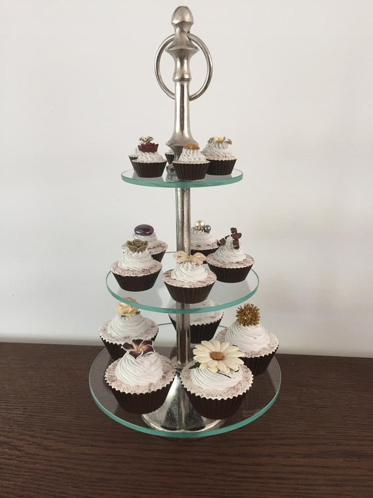 Brocante bruine nep sier gebakjes, cupcakes, Ophalen, Zo goed als nieuw