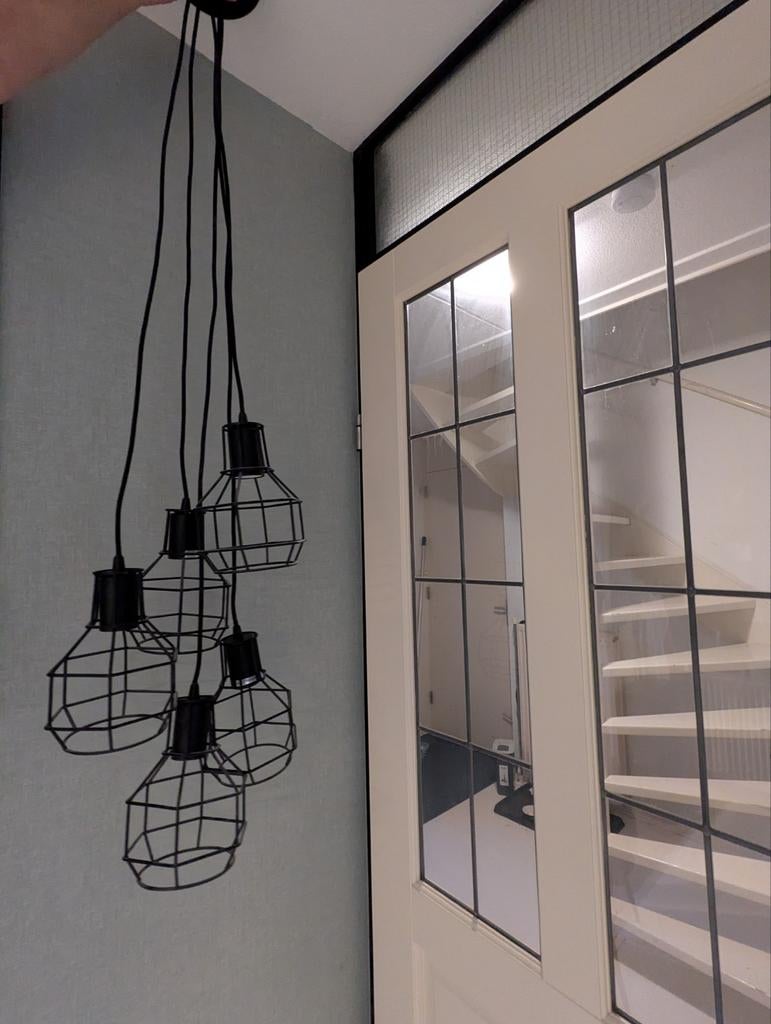 Set van 2 hanglampen, Huis en Inrichting, Lampen | Hanglampen, Ophalen, Zo goed als nieuw, Metaal, 75 cm of meer