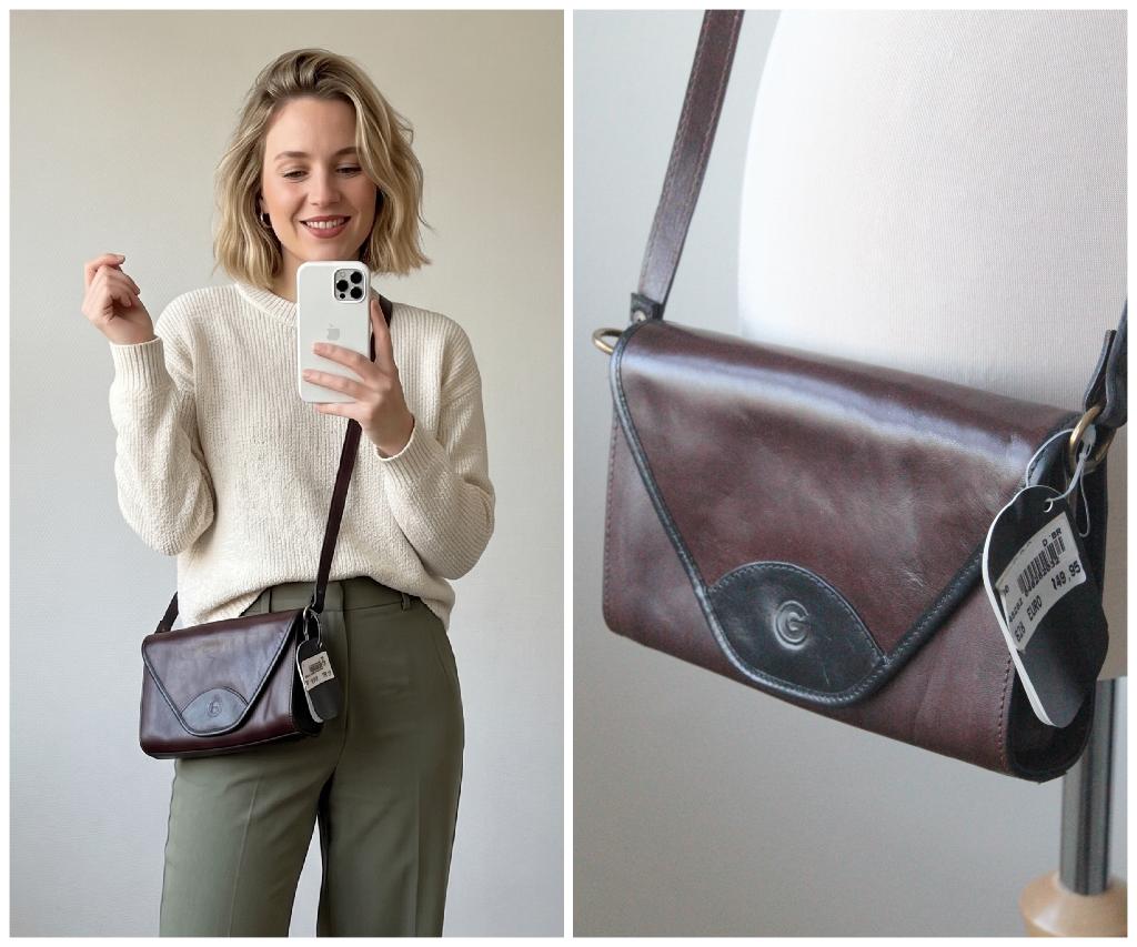 Creation Gabrielle - NIEUW vintage tas roodbruin zwart, Verzenden, Nieuw, Bruin, Overige merken