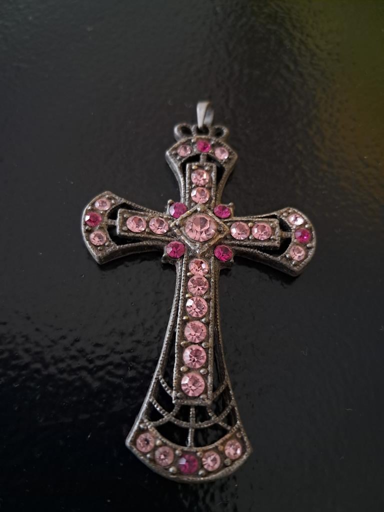 Prachtige vintage crucifix kruisje, dames, steentjes, Verzamelen, Ophalen of Verzenden