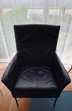 fauteuil Charly Montel zwart leer, Ophalen, Gebruikt, Minder dan 75 cm, Design
