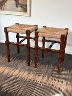 Antiek walnotenhout set krukjes & paperstraw zitting  h45cm, Huis en Inrichting, Krukjes, Ophalen of Verzenden, Zo goed als nieuw