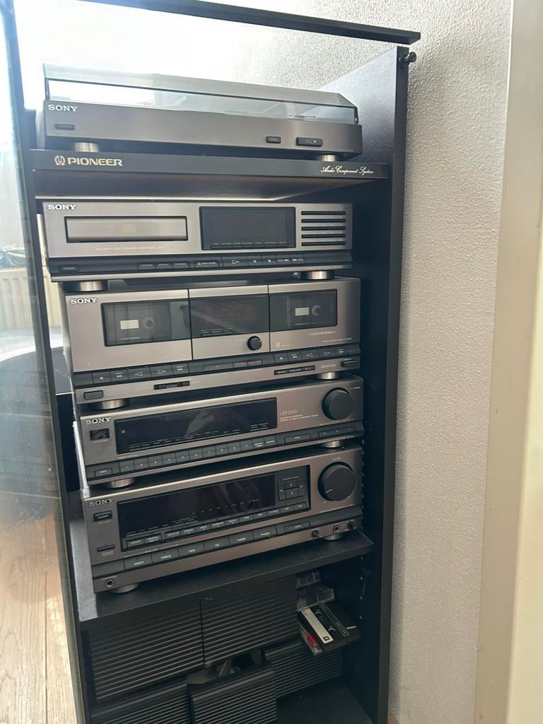 SonyPioneer stereosetvintage hifi torenmet cd & cassettedeck, Ophalen, Zo goed als nieuw, Cassettedeck, Pioneer