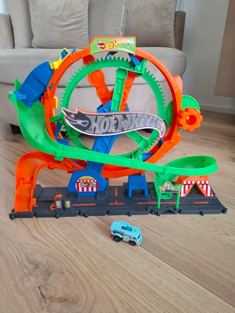 Hot Wheels Reuzenrad met Licht & Geluid, Racebaan, Ophalen of Verzenden, Zo goed als nieuw, Hot Wheels