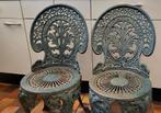 French Victorian Antique Cast Iron Garden Chairs stoelen, Ophalen, Gebruikt, Metaal