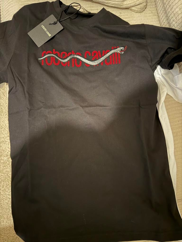 Roberto Cavalli T-shirt met Slangenprint - Nieuw, Ophalen of Verzenden, Nieuw, Maat 48/50 (M), Zwart