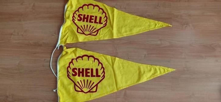 Vintage SHELL wimpels 40 x 75 cm (katoen), Ophalen of Verzenden