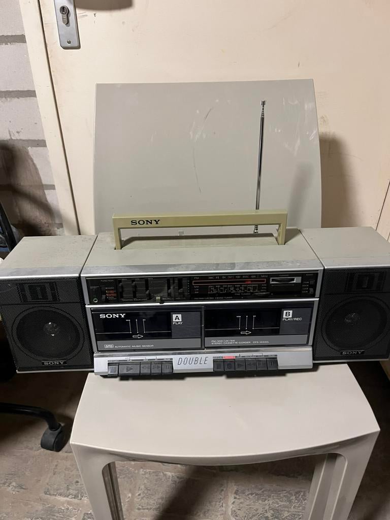 Vintage Sony CFS-W400L Dubbel Cassette-Corder Boombox, Ophalen of Verzenden, Gebruikt, Radio
