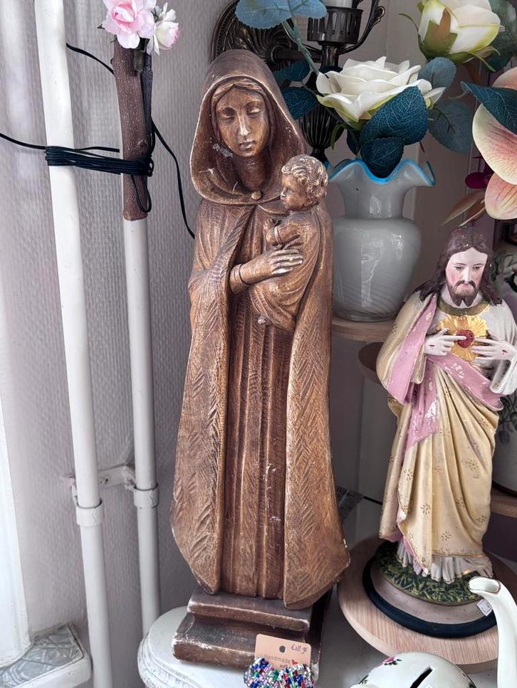 Prachtige Serene Maria met Jezus Beeld, Antiek en Kunst, Antiek | Religie, Ophalen of Verzenden