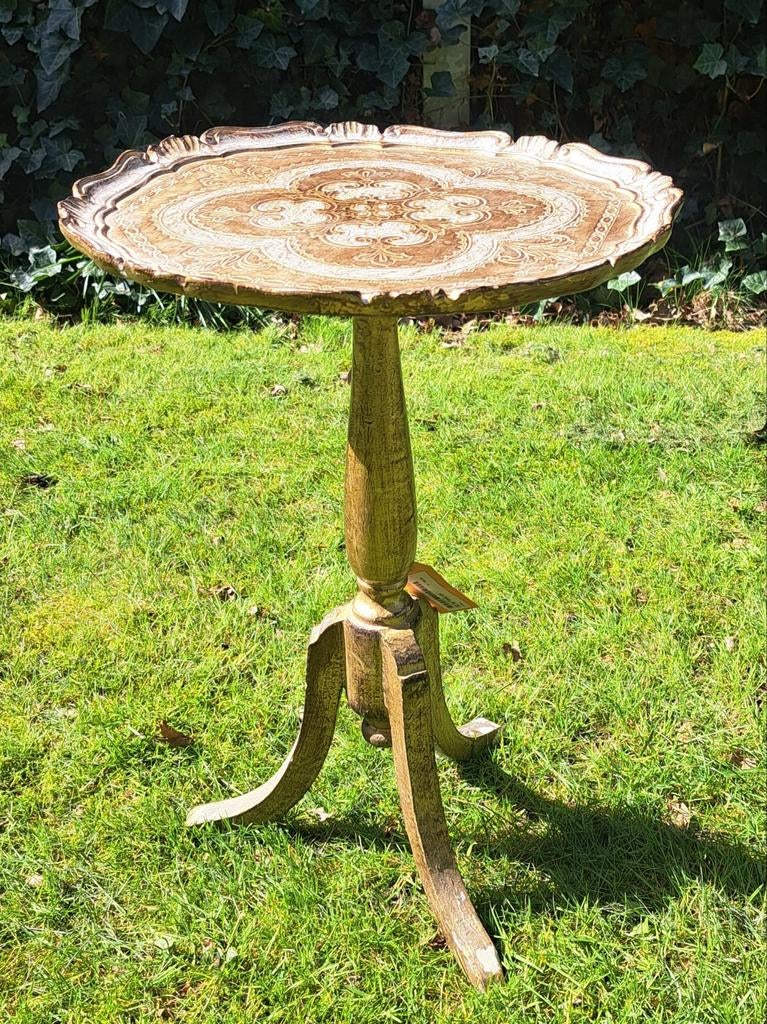 Antiek bijzettafeltje tafel rond tuin Florentijns, Huis en Inrichting, Tafels | Bijzettafels, Ophalen, Gebruikt, Rond, Minder dan 55 cm