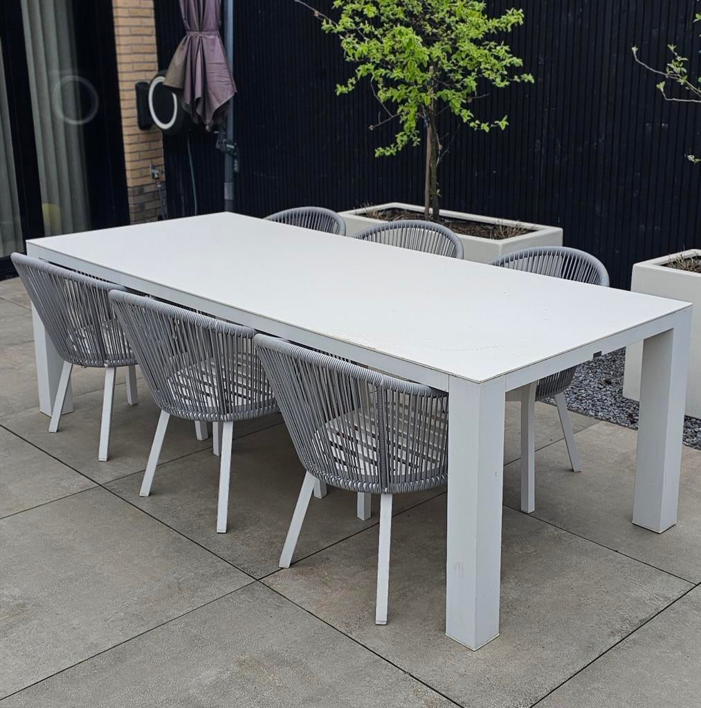 Bristol Tuinmeubelset - Tafel met 6 Stoelen, Ophalen of Verzenden, Zo goed als nieuw, Rechthoekig, Aluminium