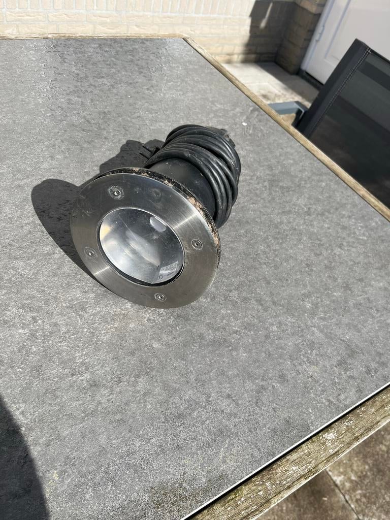 Massive Grondspot RVS - Buitenverlichting, Tuin en Terras, Buitenverlichting, Gebruikt, Vloerlamp, Rvs, Minder dan 50 watt, Netvoeding