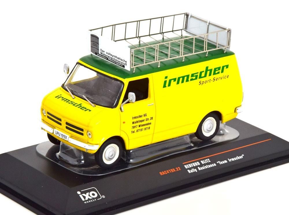 JSN IXO 1:43 Bedford Blitz Rally - Team Irmscher geel groen, Overige merken, -, Nieuw, Ophalen of Verzenden