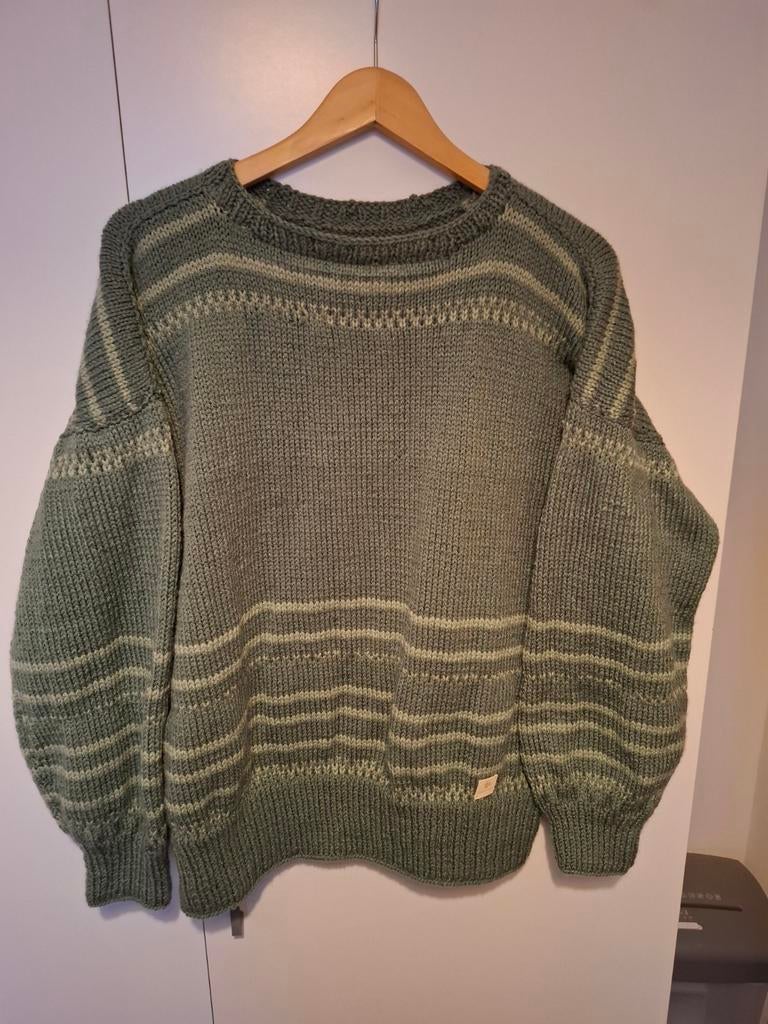 Handgebreide trui van zachte wol, groen/grijs, Kleding | Dames, Truien en Vesten, Ophalen of Verzenden, Nieuw, Groen