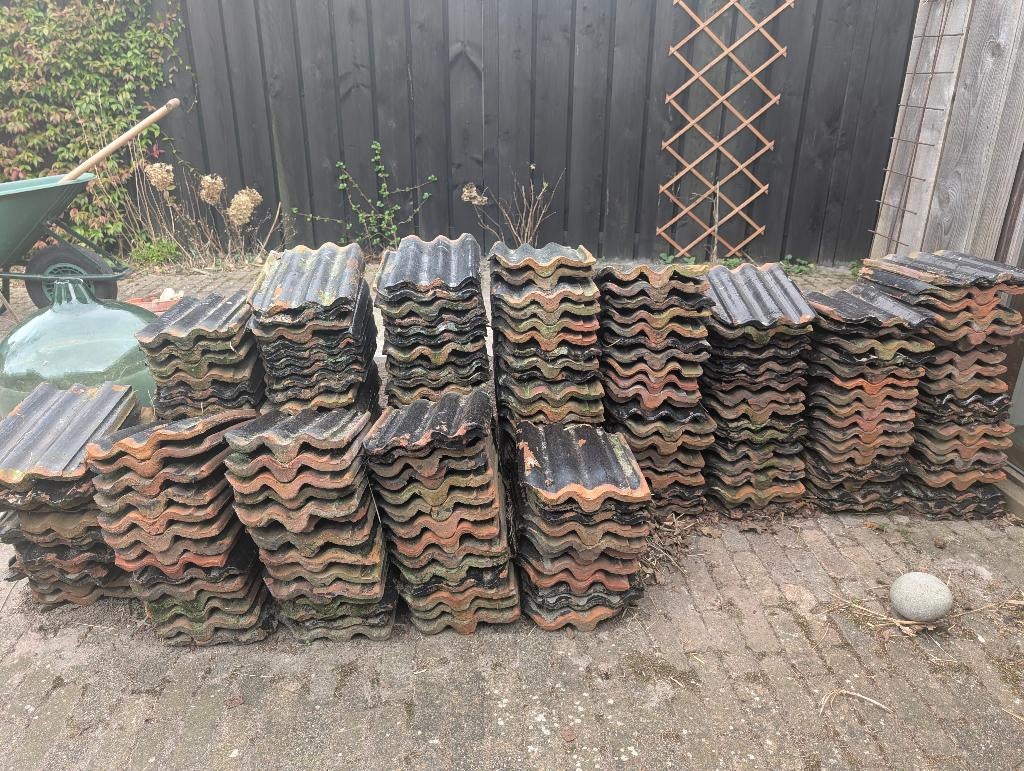 Dakpannen Friese golfjes ca. 200 stuks, Doe-het-zelf en Verbouw, Ophalen, Steen of Klei, Blauw, Dakpannen