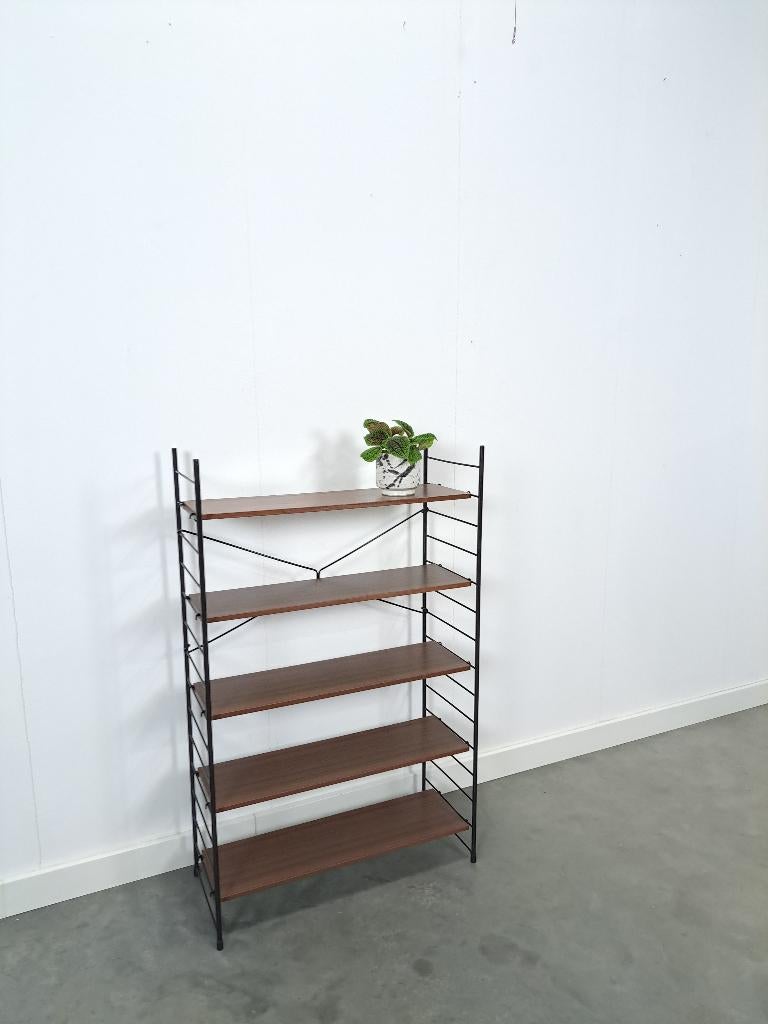 Modulair systeem wandrek met 5 planken vintage, Ophalen of Verzenden, Gebruikt