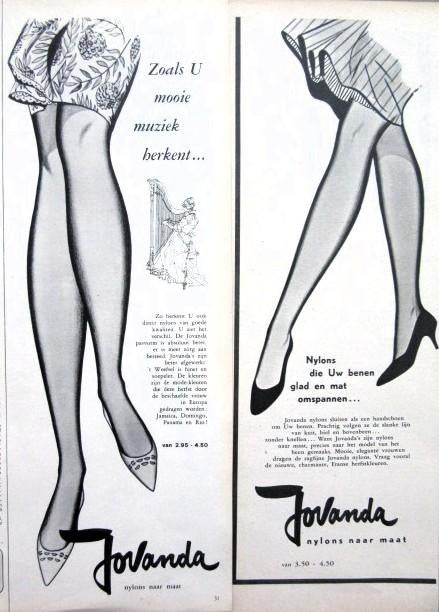 17 vintage advertenties panties nylons 57-81 panty Jovanda, Ophalen of Verzenden, Gebruikt, Reclamebord