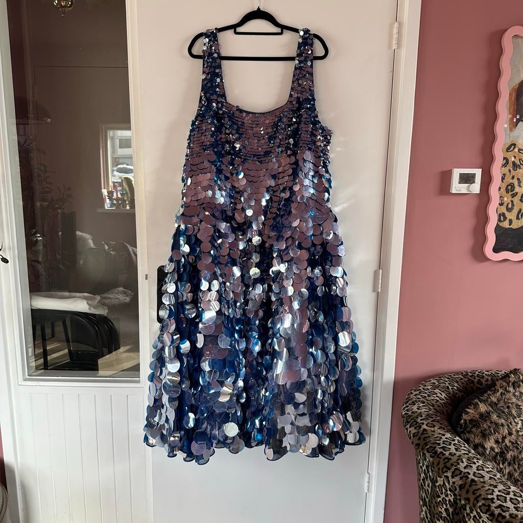Asos jurk met pailletten, maat 48, Kleding | Dames, Jurken, Blauw, Maat 46/48 (XL) of groter, Ophalen of Verzenden, Zo goed als nieuw