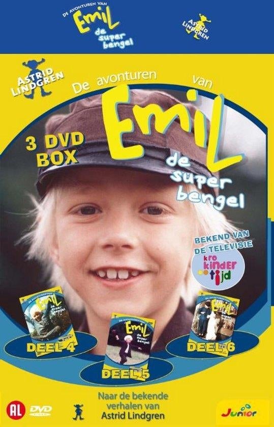DVD box: De avonturen van Emil Astrid Lindgren (4,5 en 6), Avontuur, Alle leeftijden, Boxset, Ophalen of Verzenden