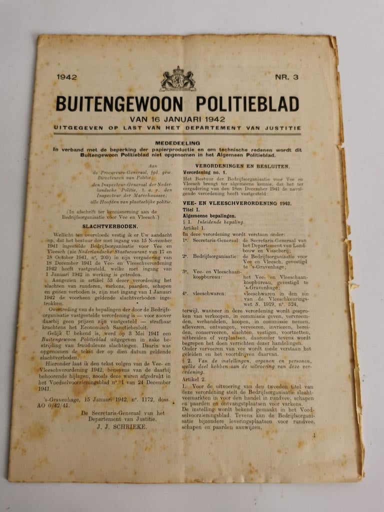 Politie NSB - Jaap Schrieke - antisemitism ww2 rantsoen, Ophalen of Verzenden, Nederland, Boek of Tijdschrift
