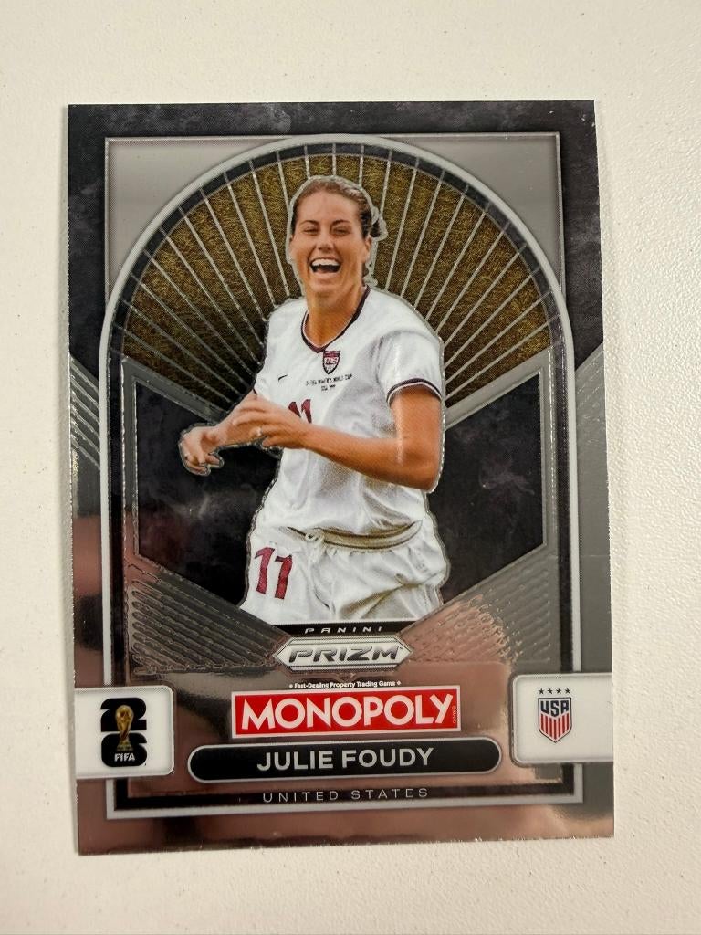 93 Julie Foudy Prizm Monopoly World Cup 2026, Ophalen of Verzenden, Nieuw, Buitenlandse clubs, Poster, Plaatje of Sticker