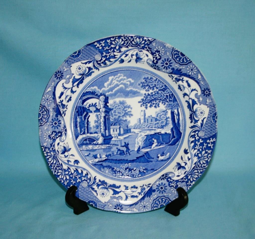 Spode " Italian Blue " Dinerborden 27cm - Zwarte stempel, Ophalen of Verzenden, Zo goed als nieuw, 2de Hands, Bord(en)