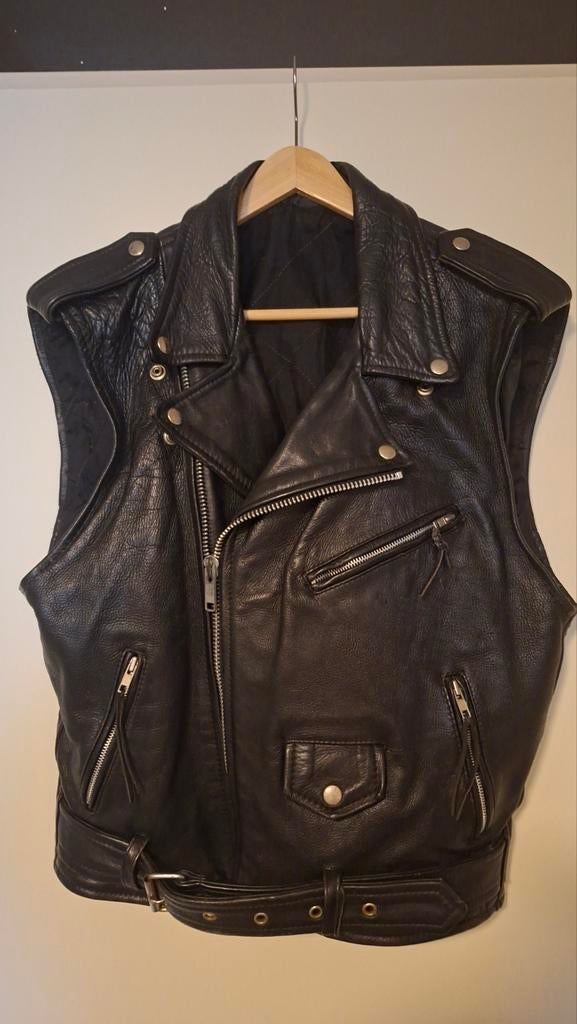 Leren motorvest vintage L, Kleding | Heren, Bodywarmers, Ophalen of Verzenden, Maat 56/58 (XL)