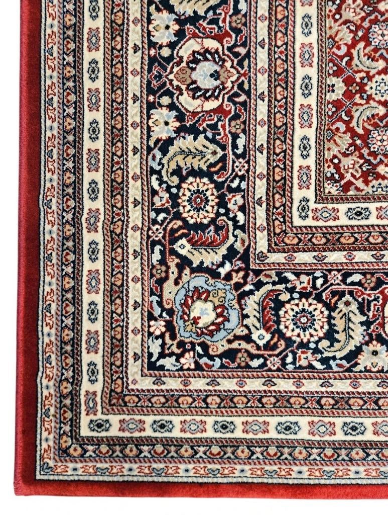 Vintage oosters wol vloerkleed floral Diamond red 200x303cm, Crème, 200 cm of meer, Ophalen of Verzenden, Zo goed als nieuw