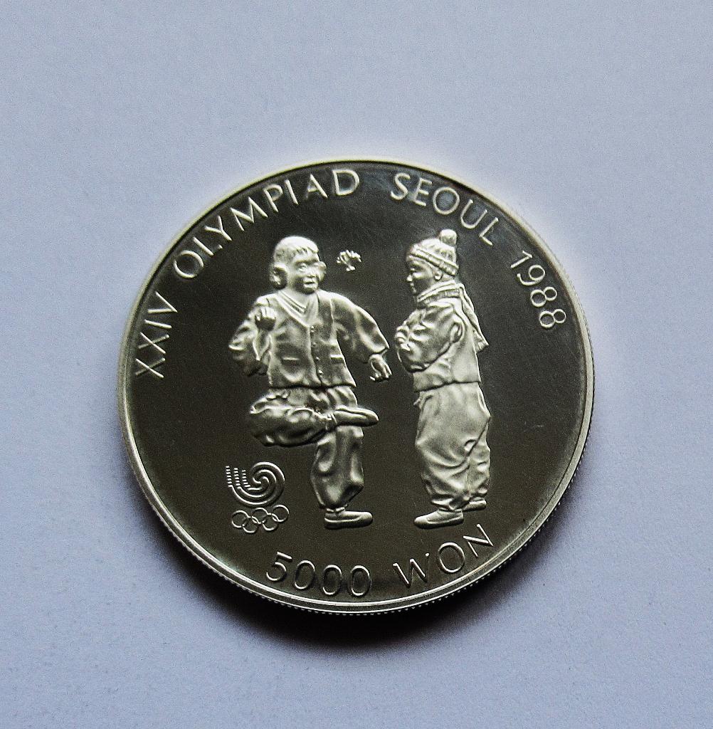 Zuid-Korea 5000 won 1987, Verzenden, Oost-Azië, Zilver